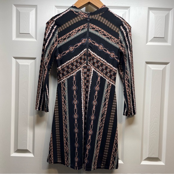Free People Stella Midi Dress Boho Chic Long Sleeve Geometric Print Size M - Picture 4 of 12
